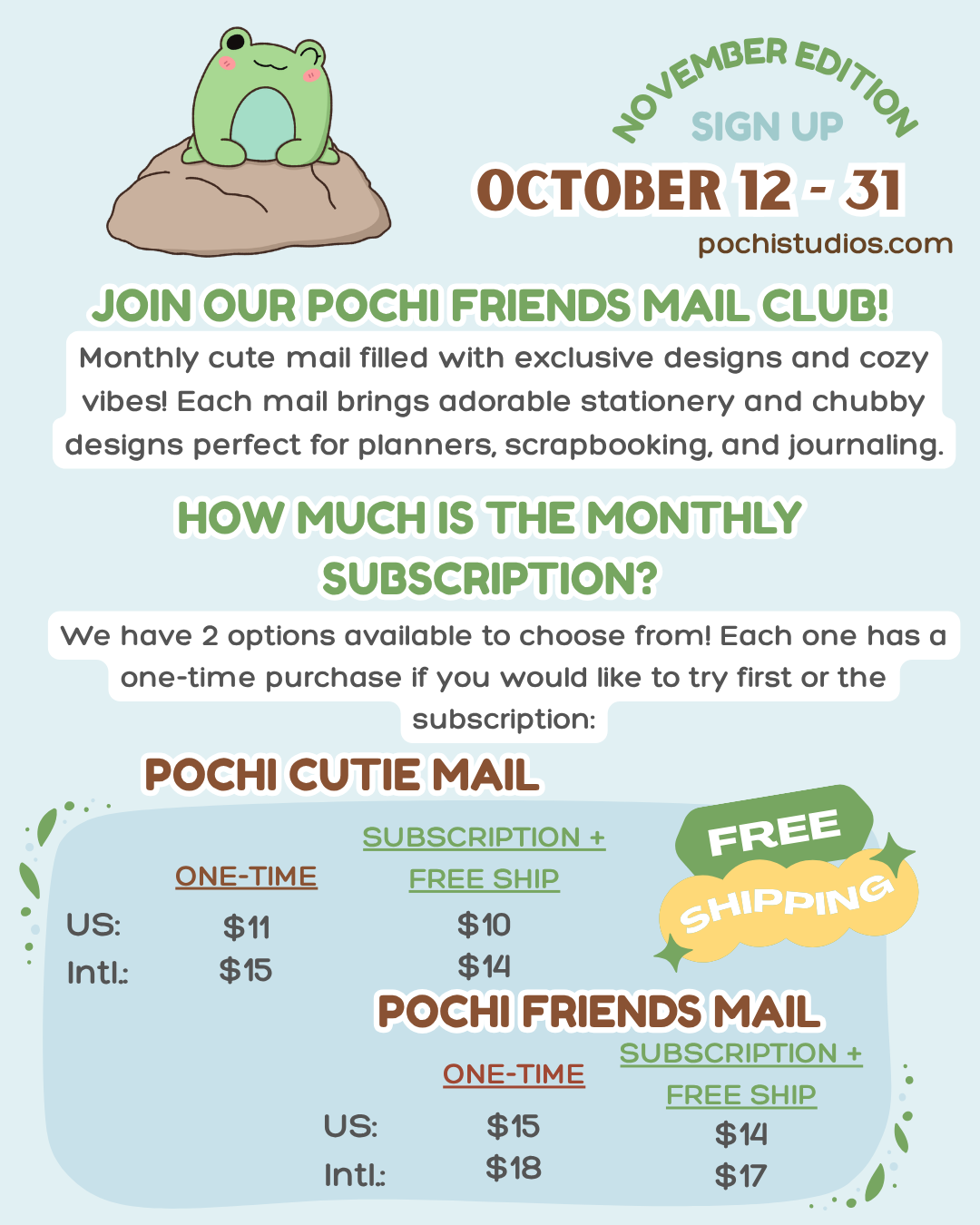 Pochi Cutie Mail Club "DRIZZLE & DAYDREAMS - NOVEMBER EDITION"