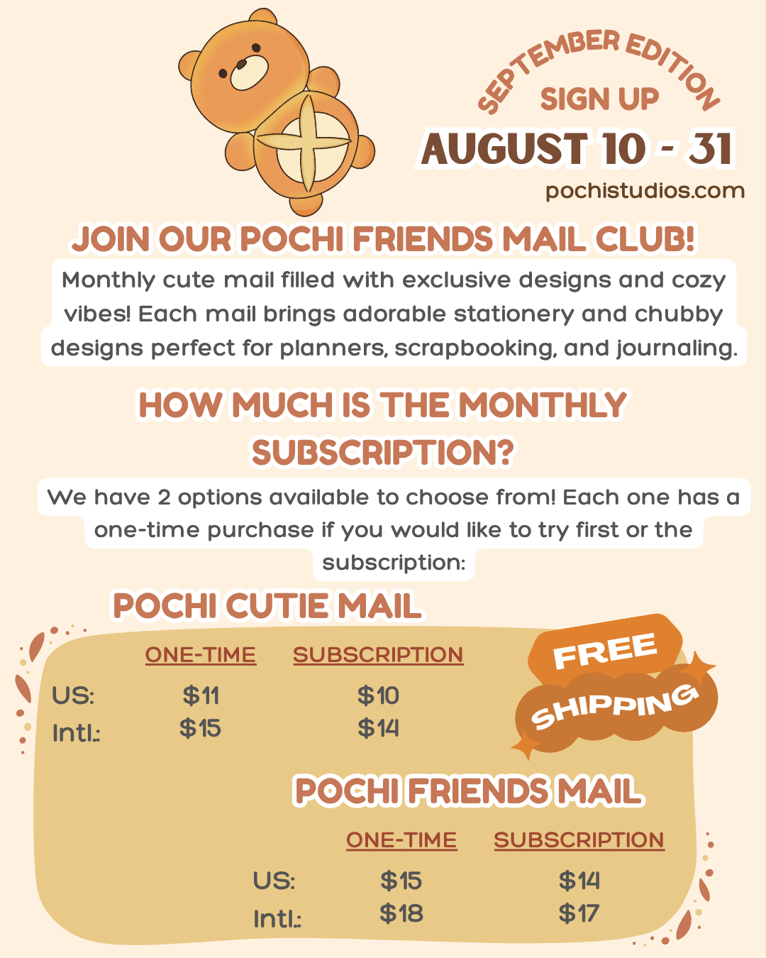Pochi Friends Mail Club "SEPTEMBER EDITION"