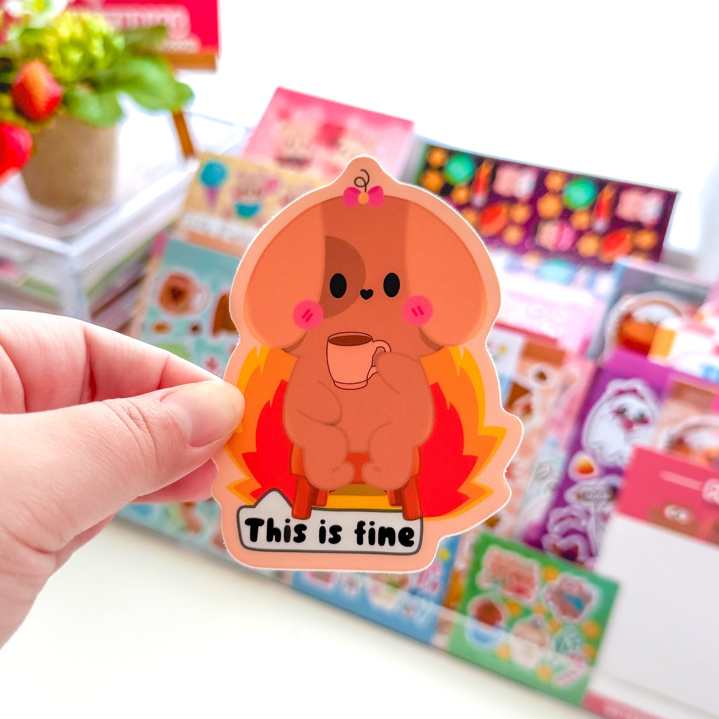 Funny Dog "This is Fine" Waterproof Vinyl Die-Cut Sticker