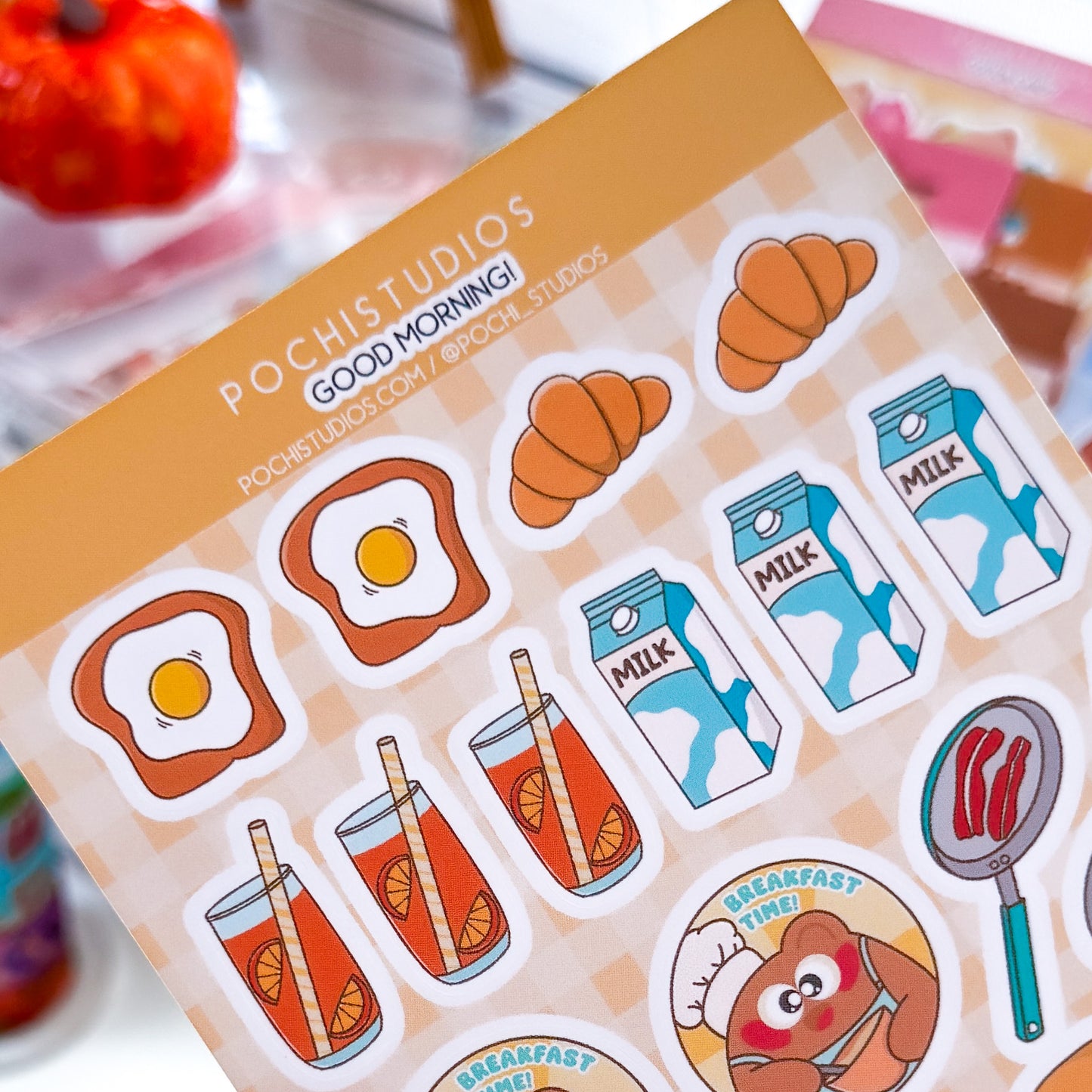 Breakfast Time With Pochi Bear Matte Vinyl Sticker Sheet