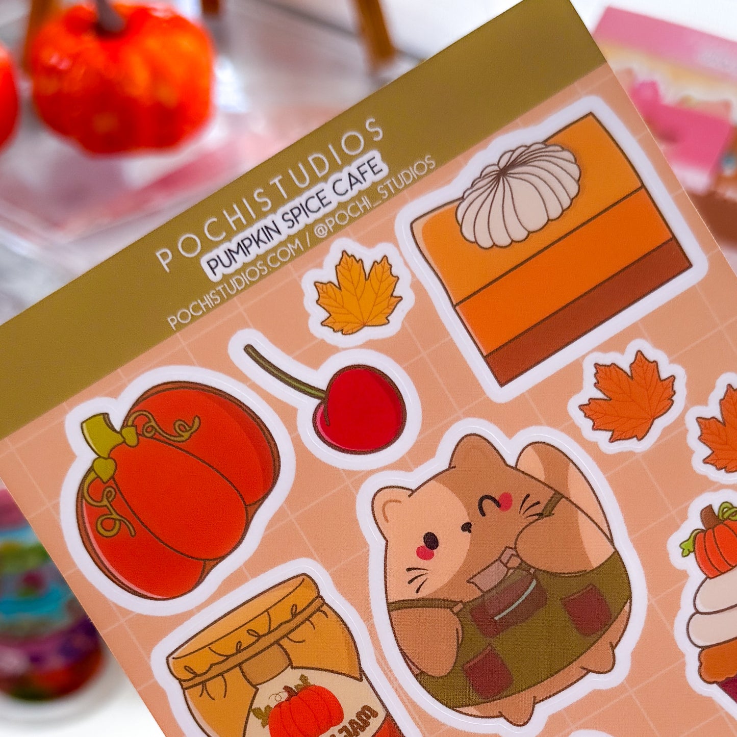 Pumpkin Spice Cafe Chubbs Cat Autumn Vibes Matte Vinyl Sticker Sheet
