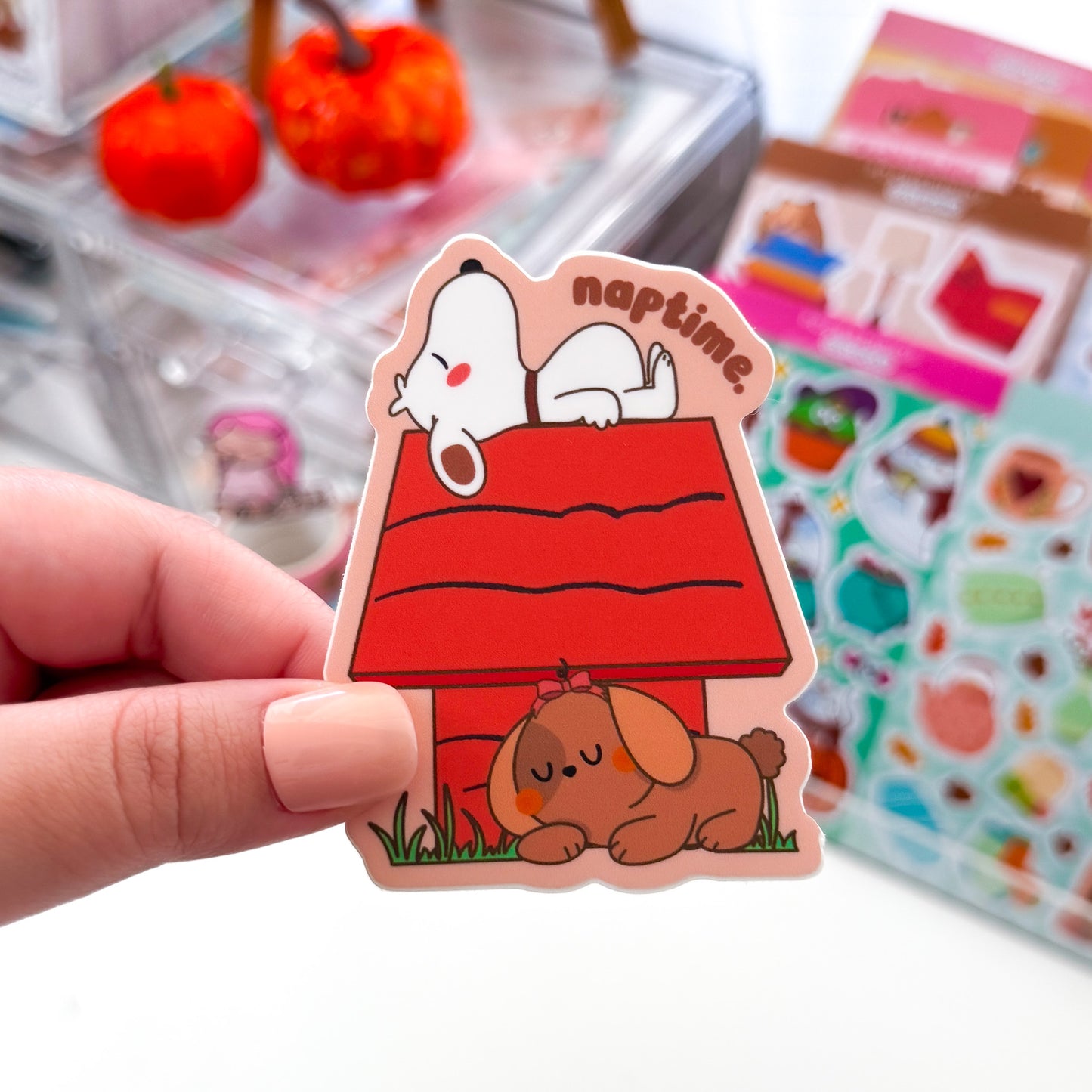Best Friends Puppy Nina Cute Dogs "Naptime" Waterproof Die-cut Sticker