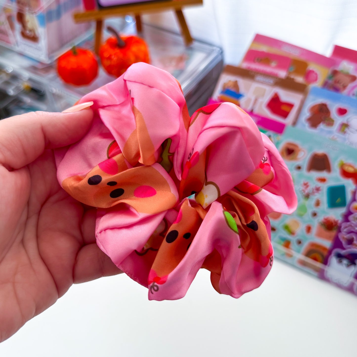 Cute Chubbs Cat & Nina Dog Satin Hair Scrunchies "Choose your Favorite!"