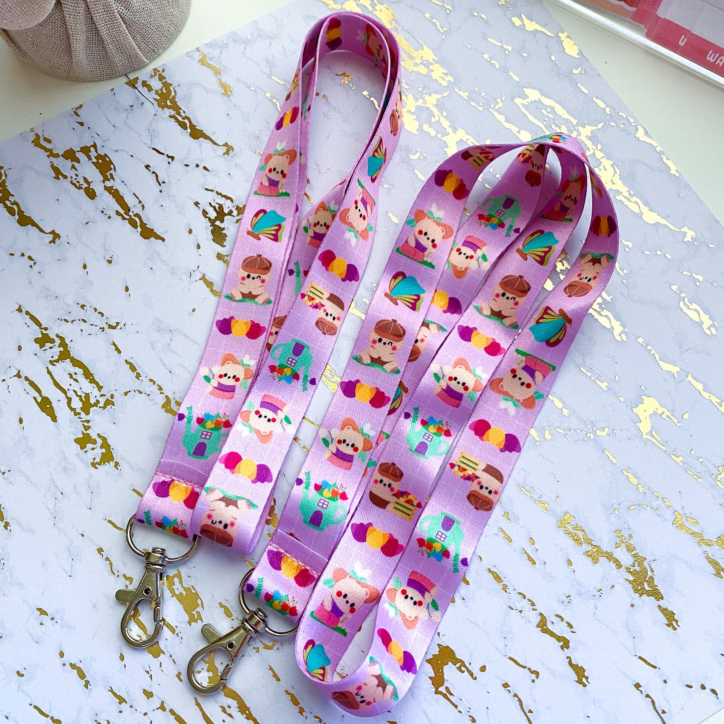 Colorful Spring Cookie & Berries Lilac Lanyard