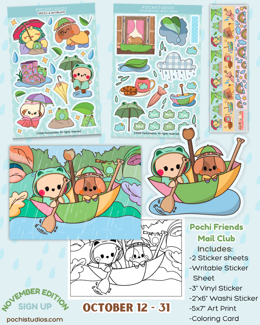 Pochi Friends Mail Club "DRIZZLE & DAYDREAMS - NOVEMBER EDITION"