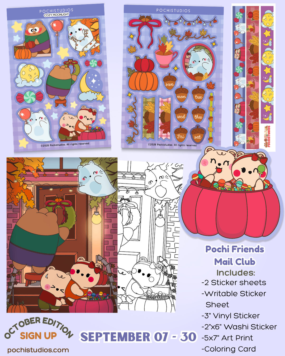 Pochi Friends Mail Club "COZY MOONLIGHT - OCTOBER EDITION"