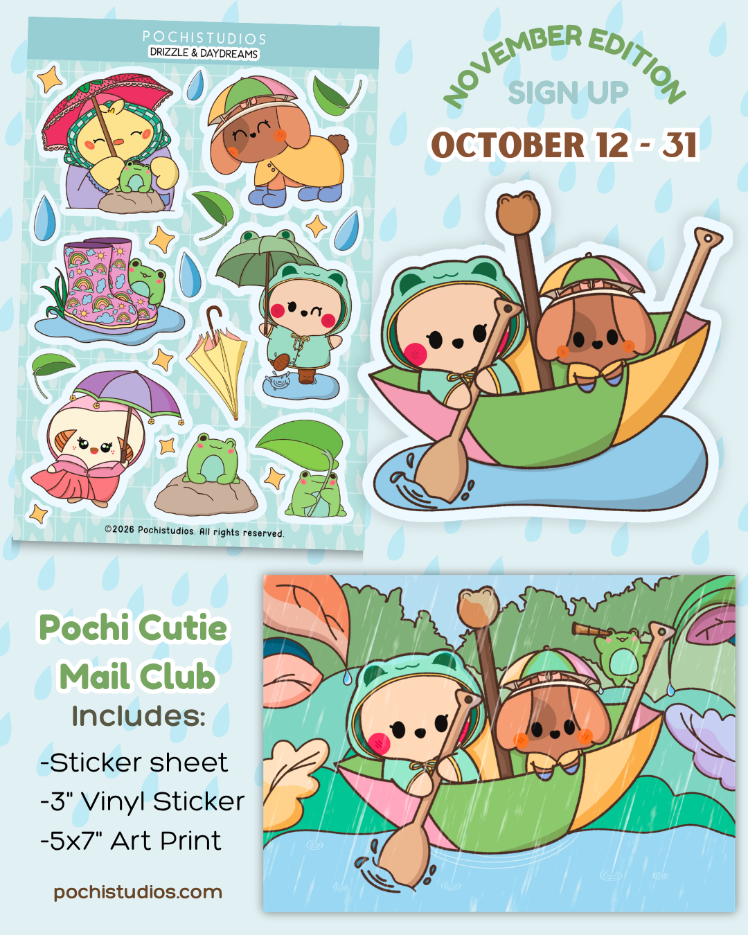 Pochi Friends Mail Club "DRIZZLE & DAYDREAMS - NOVEMBER EDITION"