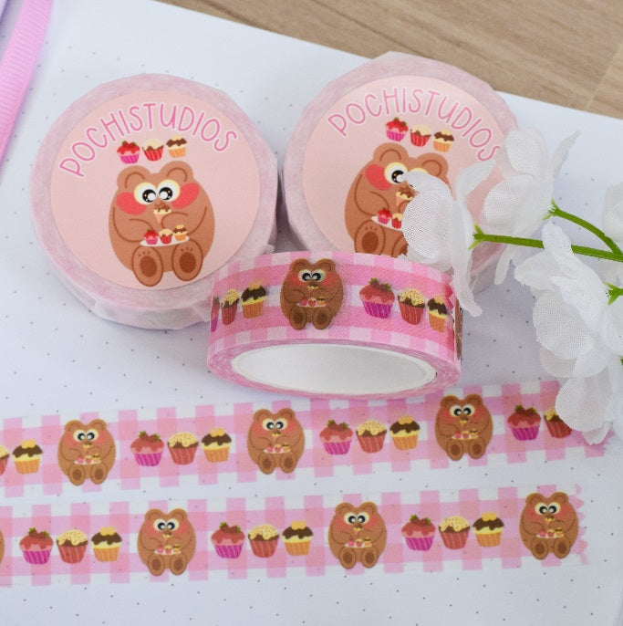 Cute Pochi Bear Pink Sweets Washi Tape