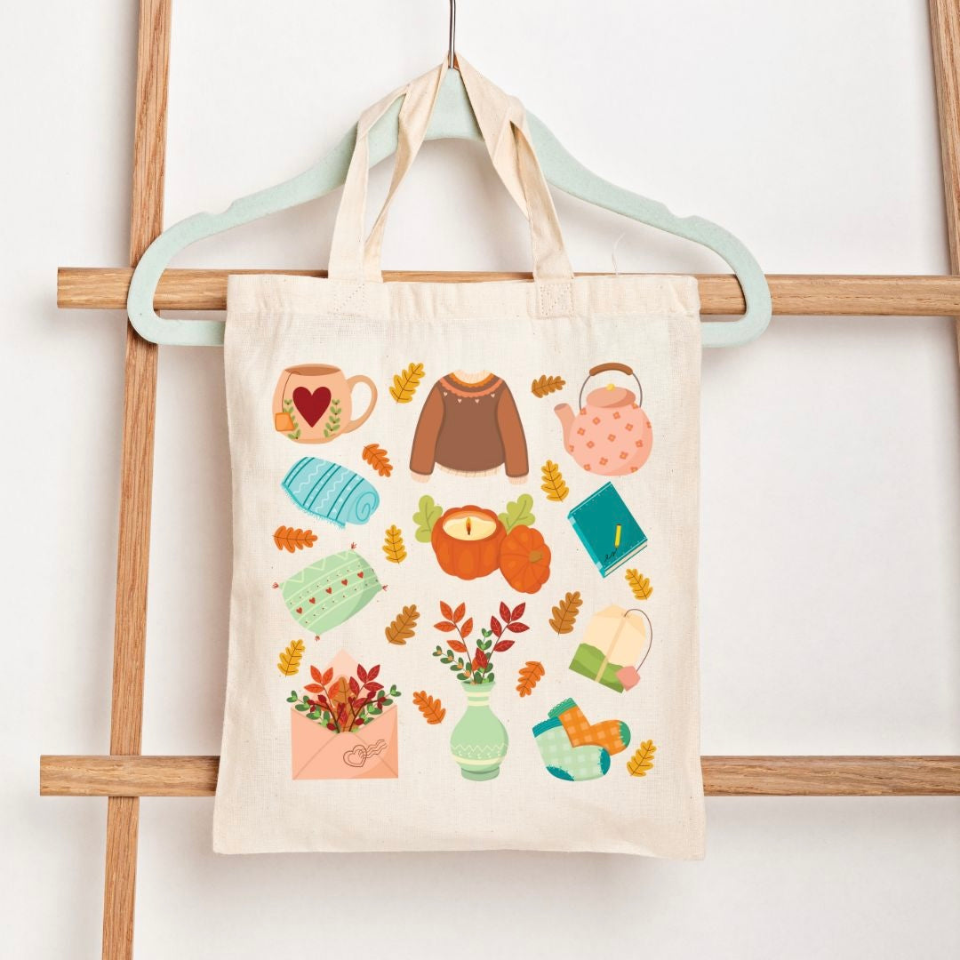 Cozy Fall Hygge Autumn Organic Cotton Tote Bag