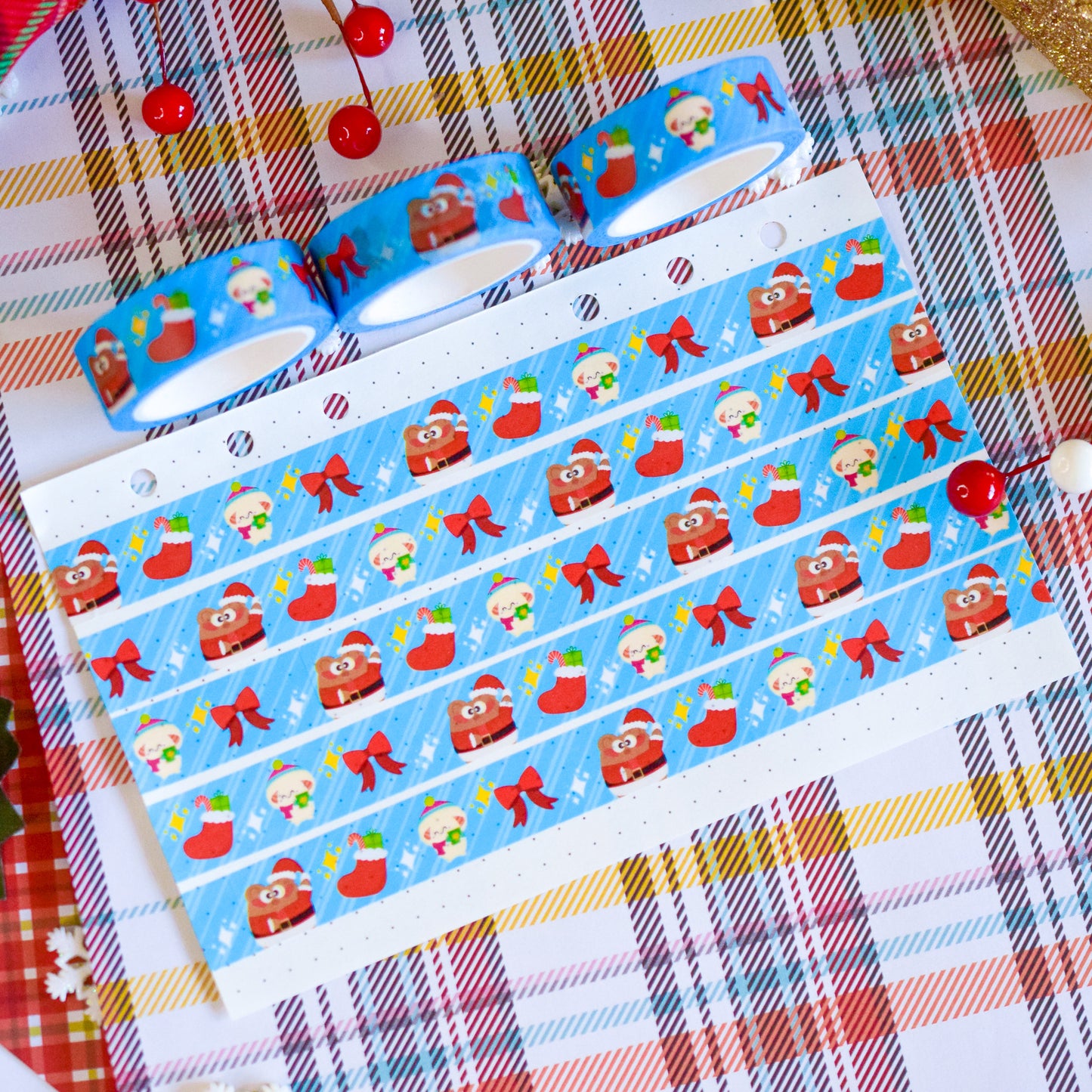 Happy Holidays Pochi Bear & Florecita Mushroom Merry Christmas Washi Tape