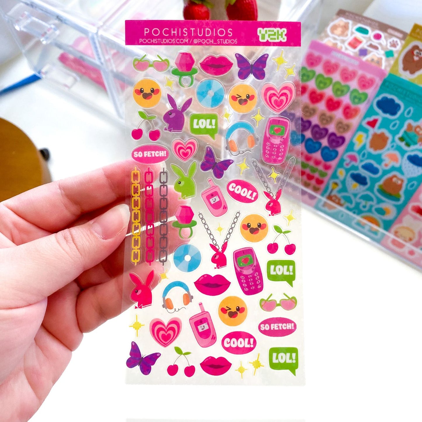 Colorful Y2K Icons Glossy Clear Vinyl Sticker Sheet