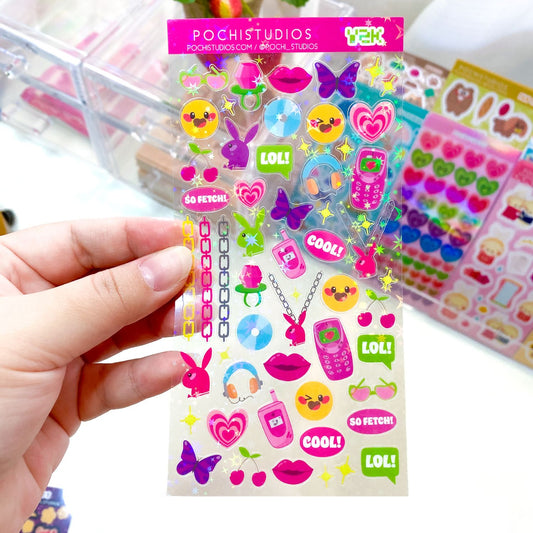 Colorful Y2K Icons Glossy Clear Vinyl Sticker Sheet