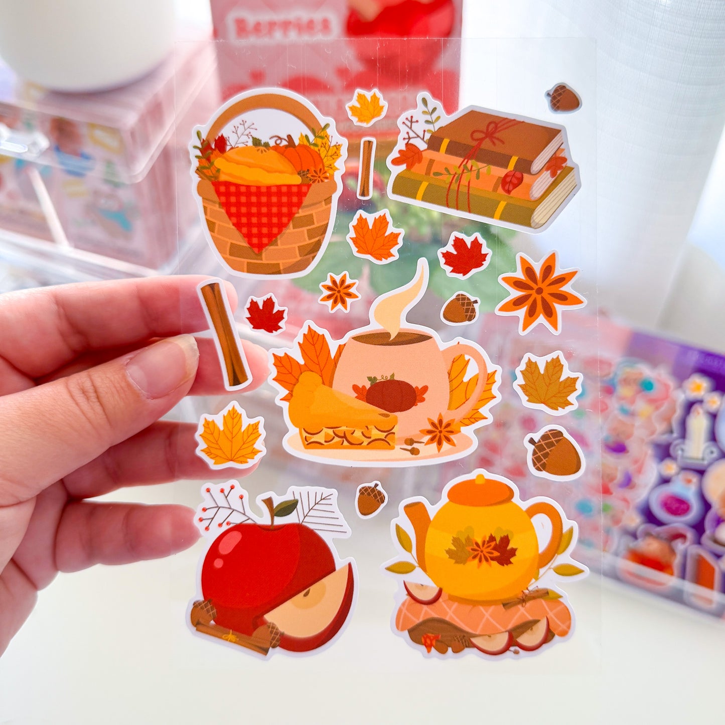 Hello Fall Cozy Aesthetic Autumn Vibes Matte Vinyl Sticker Sheet