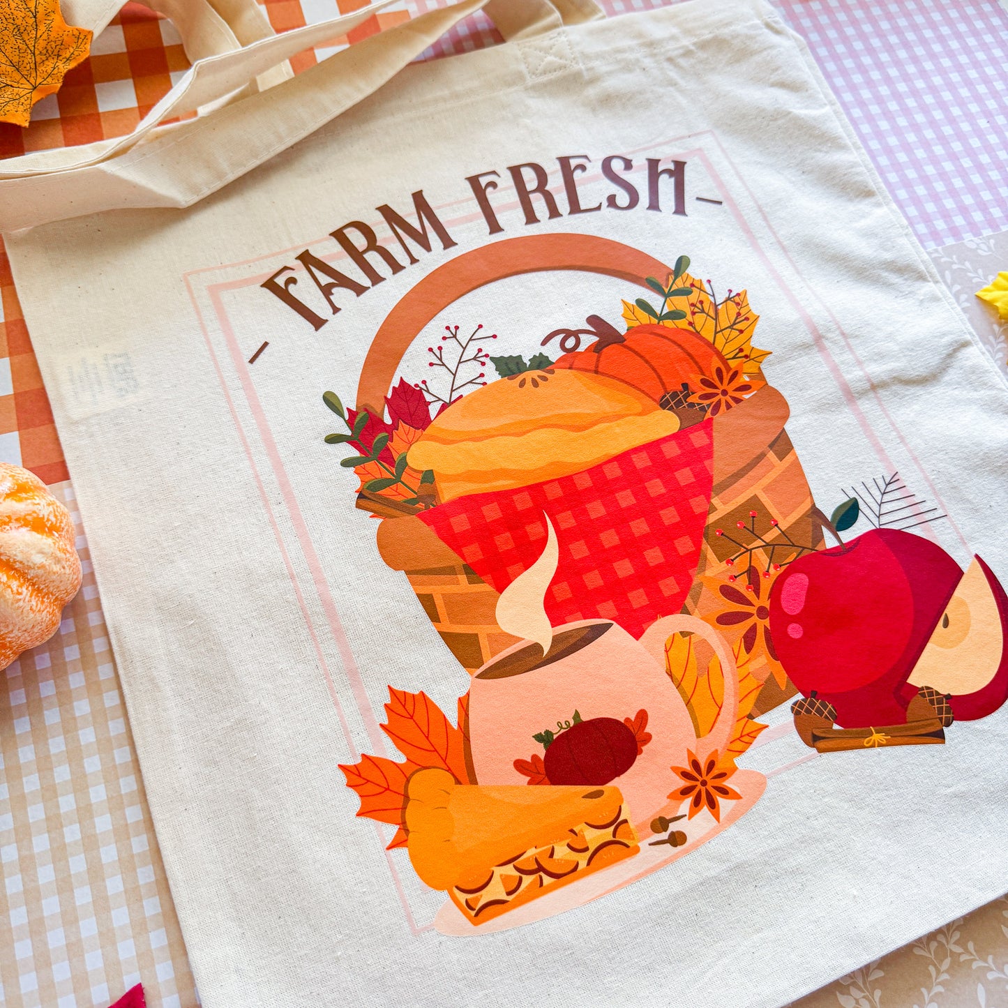 Hello Fall Cozy Aesthetic Autumn Vibes Organic Cotton Tote Bag