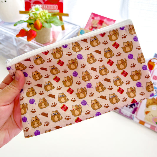 Chubby Kitty Cat Chubbs Brown Pattern Pouch