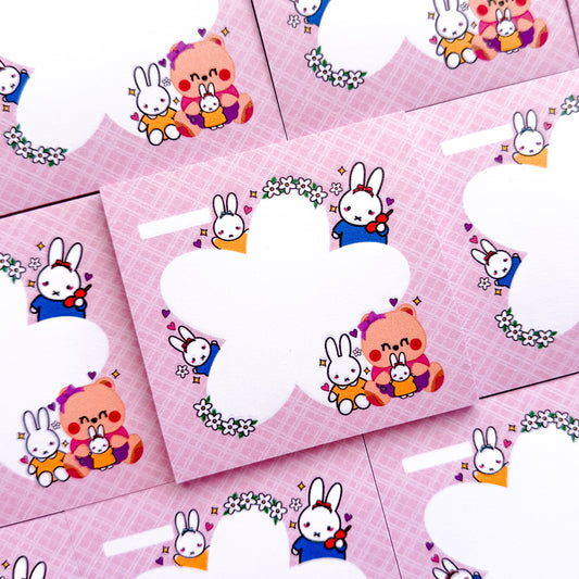 Baby ear Berries & Cute Bunny Friendship Flowers Pink 3x3 inch Sticky Notes