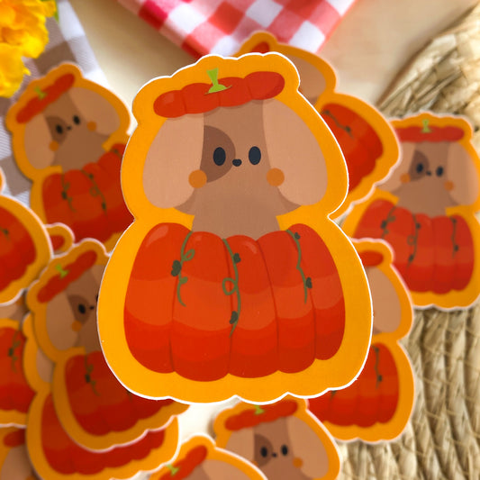 Cozy Fall Puppy Nina Autumn Pumpkin Waterproof Vinyl Stickers