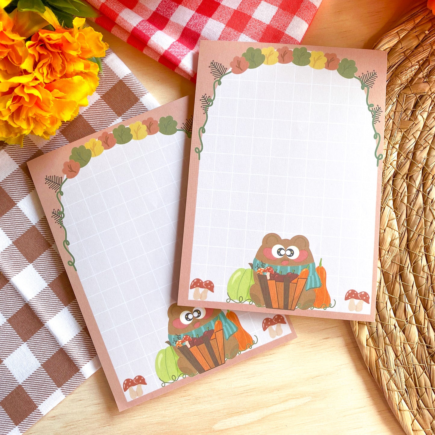 Cozy Autumn Pochi Apple Fall Harvest Notepad