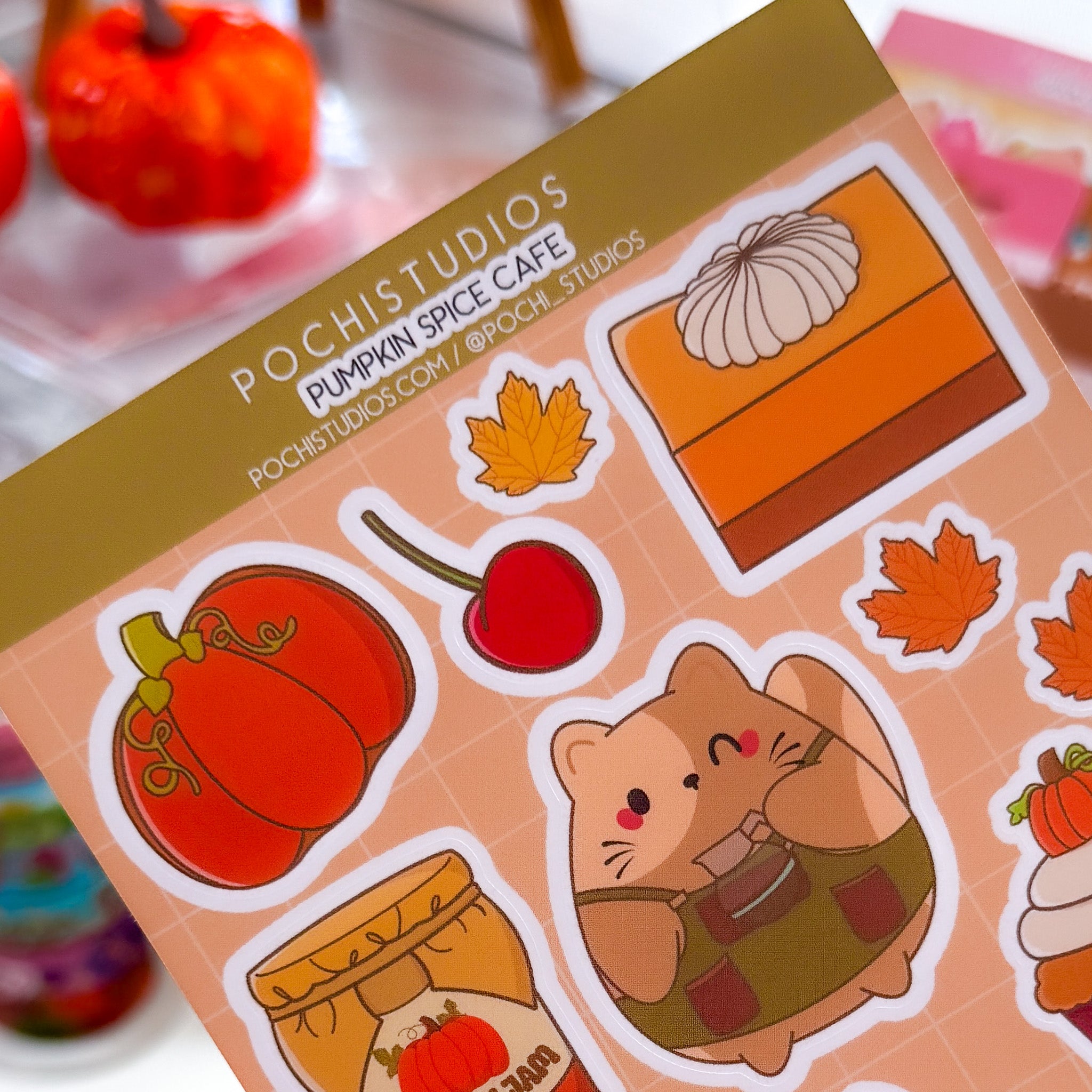 Pumpkin Spice Cafe Chubbs Cat Autumn Vibes Matte Vinyl Sticker