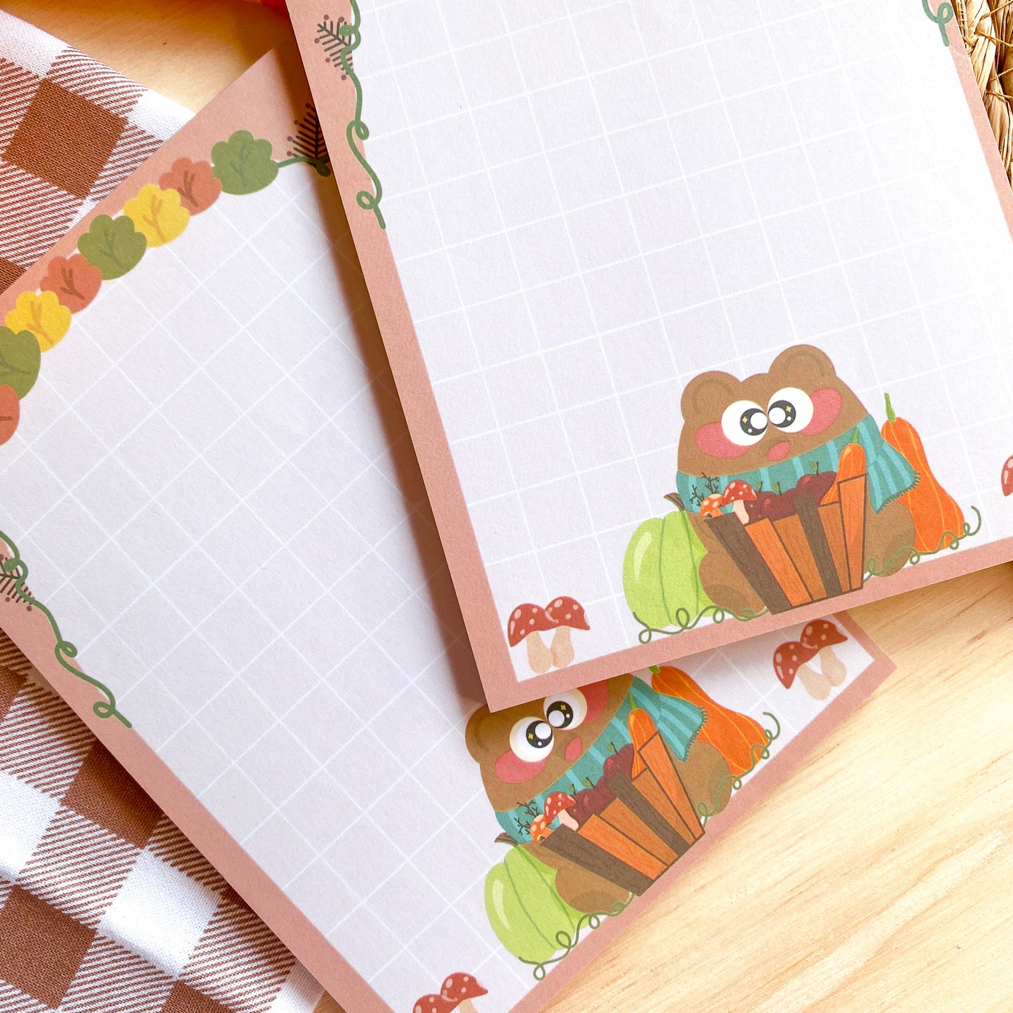 Cozy Autumn Pochi Apple Fall Harvest Notepad