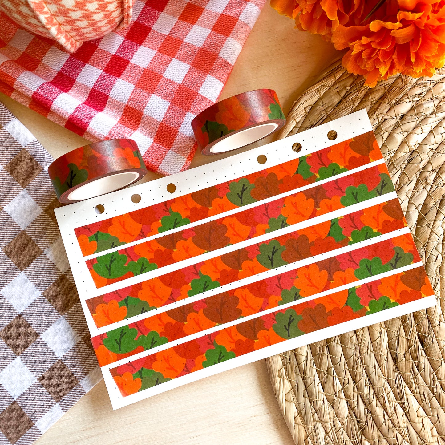 Autumn Pattern Warm Color Fall Leaves Washi Tape