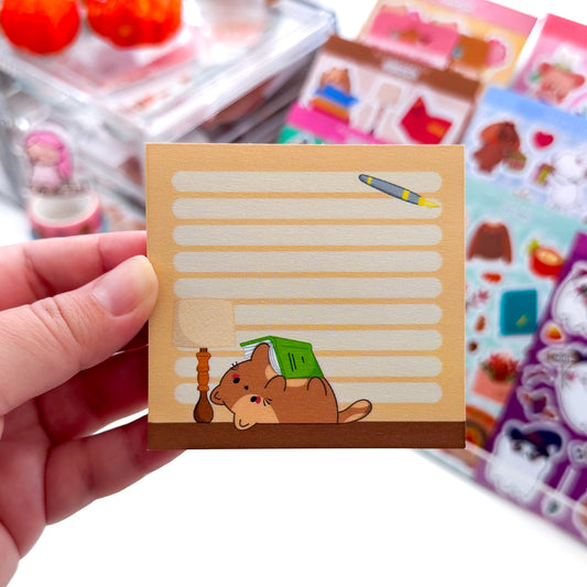 Cozy Reading Chubby Chubbs Cat Post it Sticky Notes