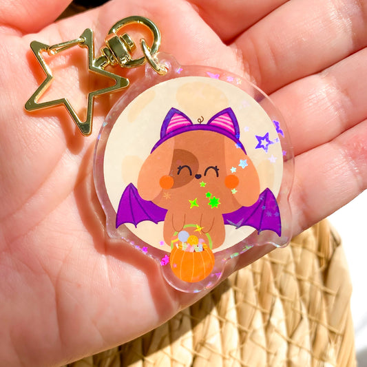 Cute Puppy Nina Bat Halloween Holographic Limited Edition Keychain