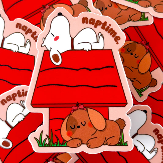 Best Friends Puppy Nina Cute Dogs "Naptime" Waterproof Die-cut Sticker