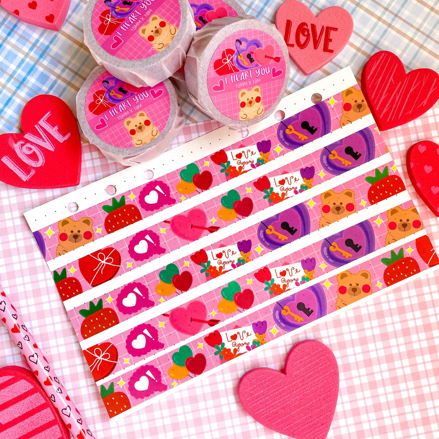 Cute & Colorful Valentine's Day Pink Deco Washi Tape