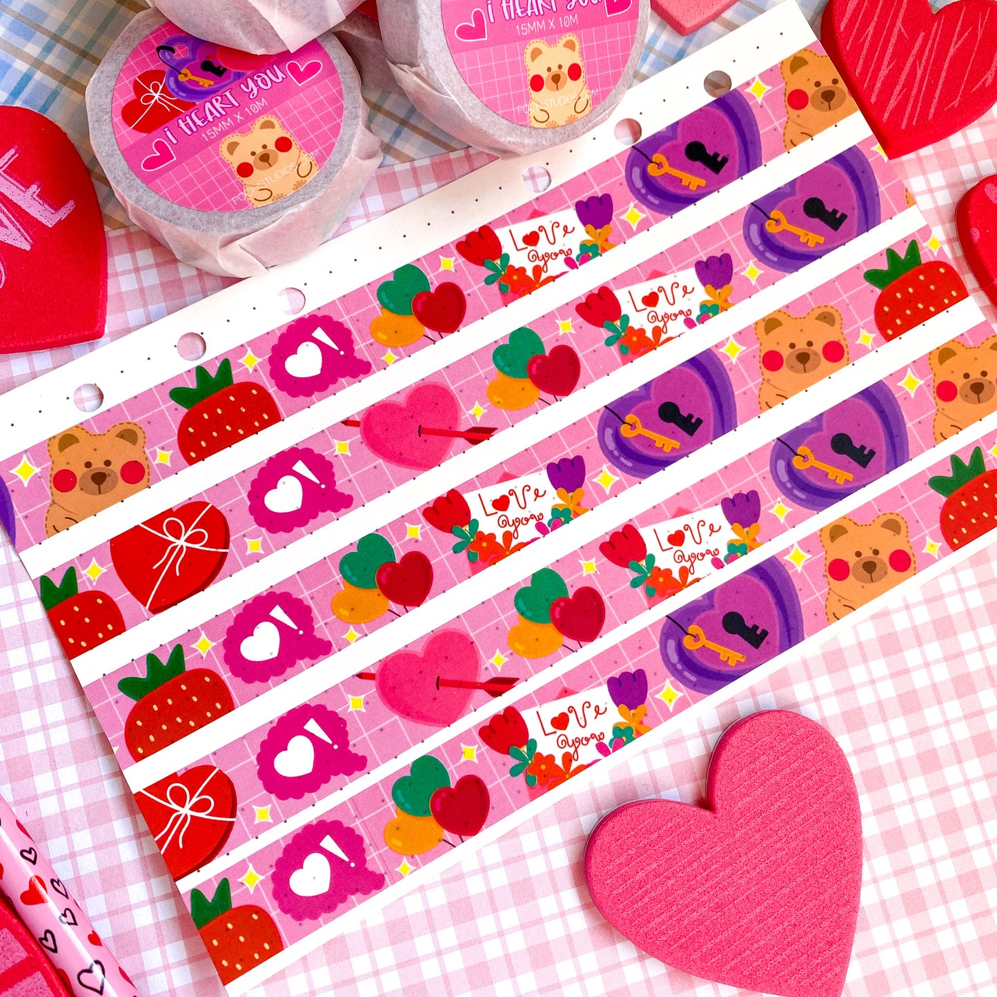 Cute & Colorful Valentine's Day Pink Deco Washi Tape