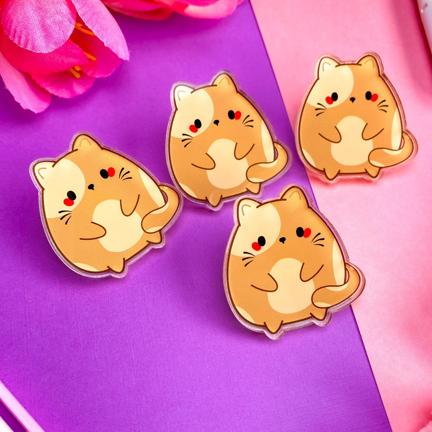 Cute Chubby Kitty Chubbs Acrylic Pin