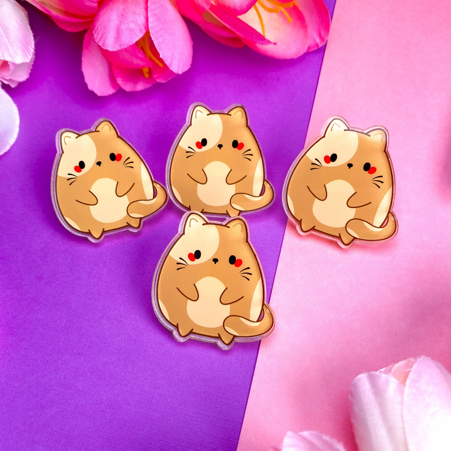 Cute Chubby Kitty Chubbs Acrylic Pin