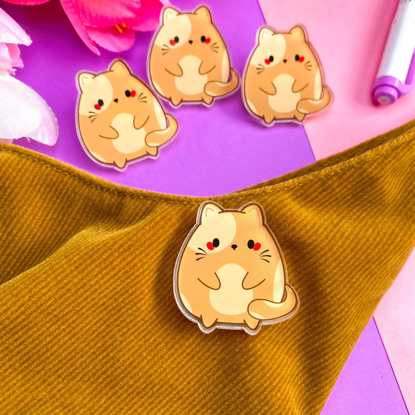 Cute Chubby Kitty Chubbs Acrylic Pin