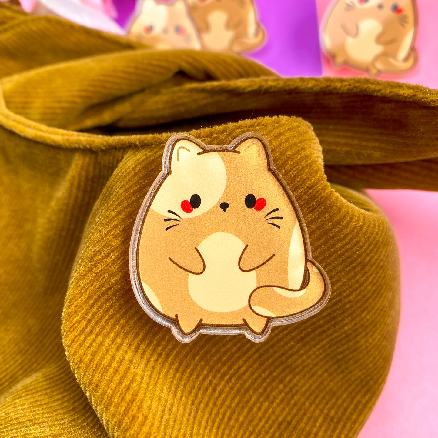 Cute Chubby Kitty Chubbs Acrylic Pin