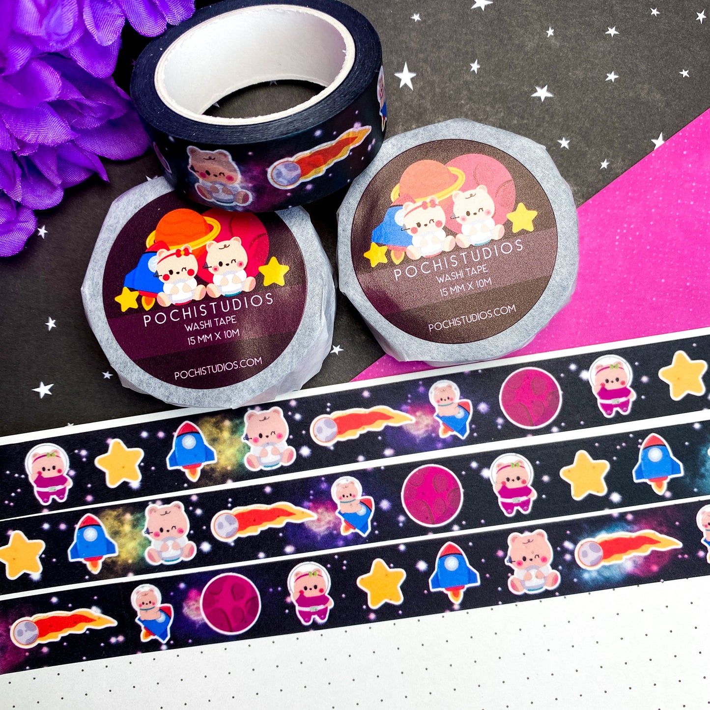 Little Baby Bear Twins Cookie & Berries "Space and Planets" Theme Washi Tape