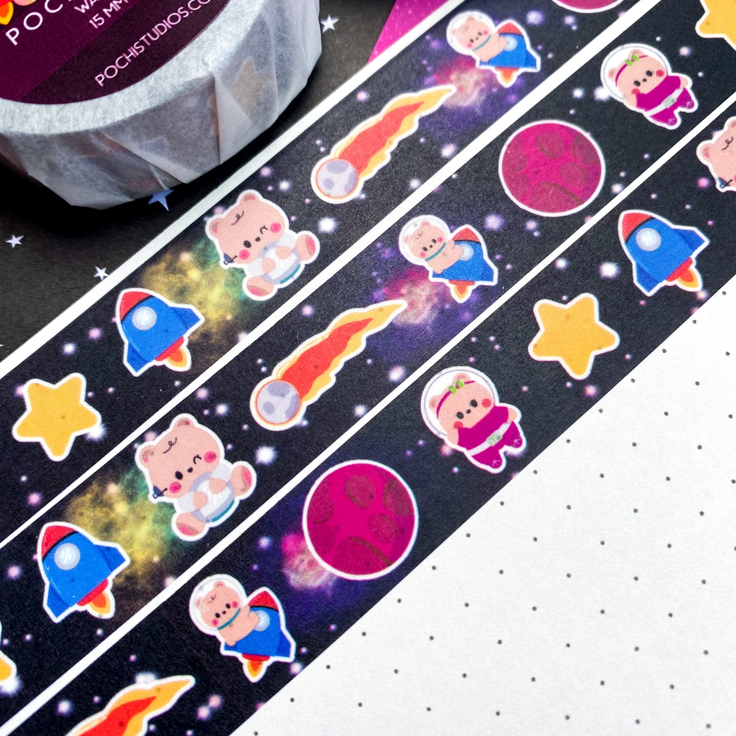 Little Baby Bear Twins Cookie & Berries "Space and Planets" Theme Washi Tape