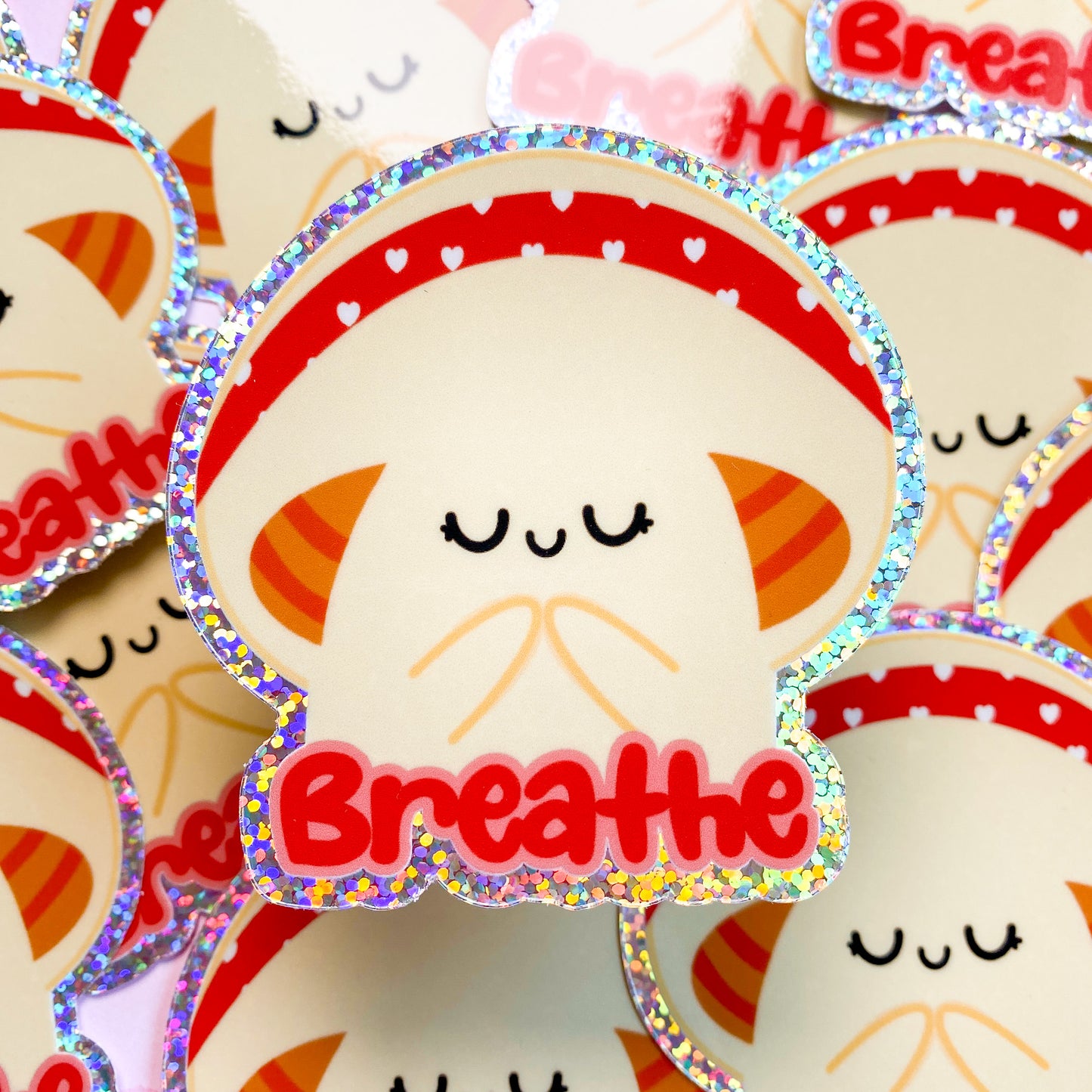 Breathe Florecita Girl Mushroom Sparkly Glossy Waterproof Die-Cut Sticker