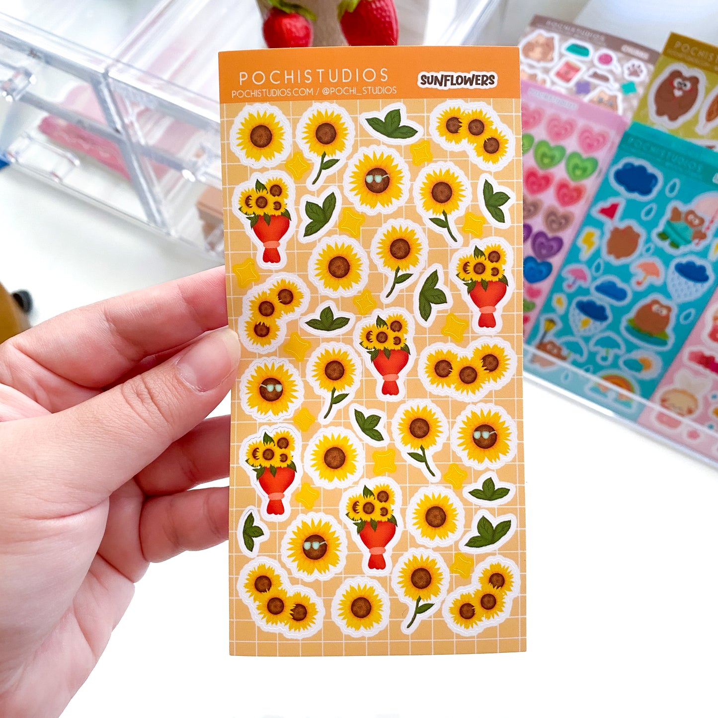 Little Yellow Summer Sunflowers Deco Matte Vinyl Sticker Sheet