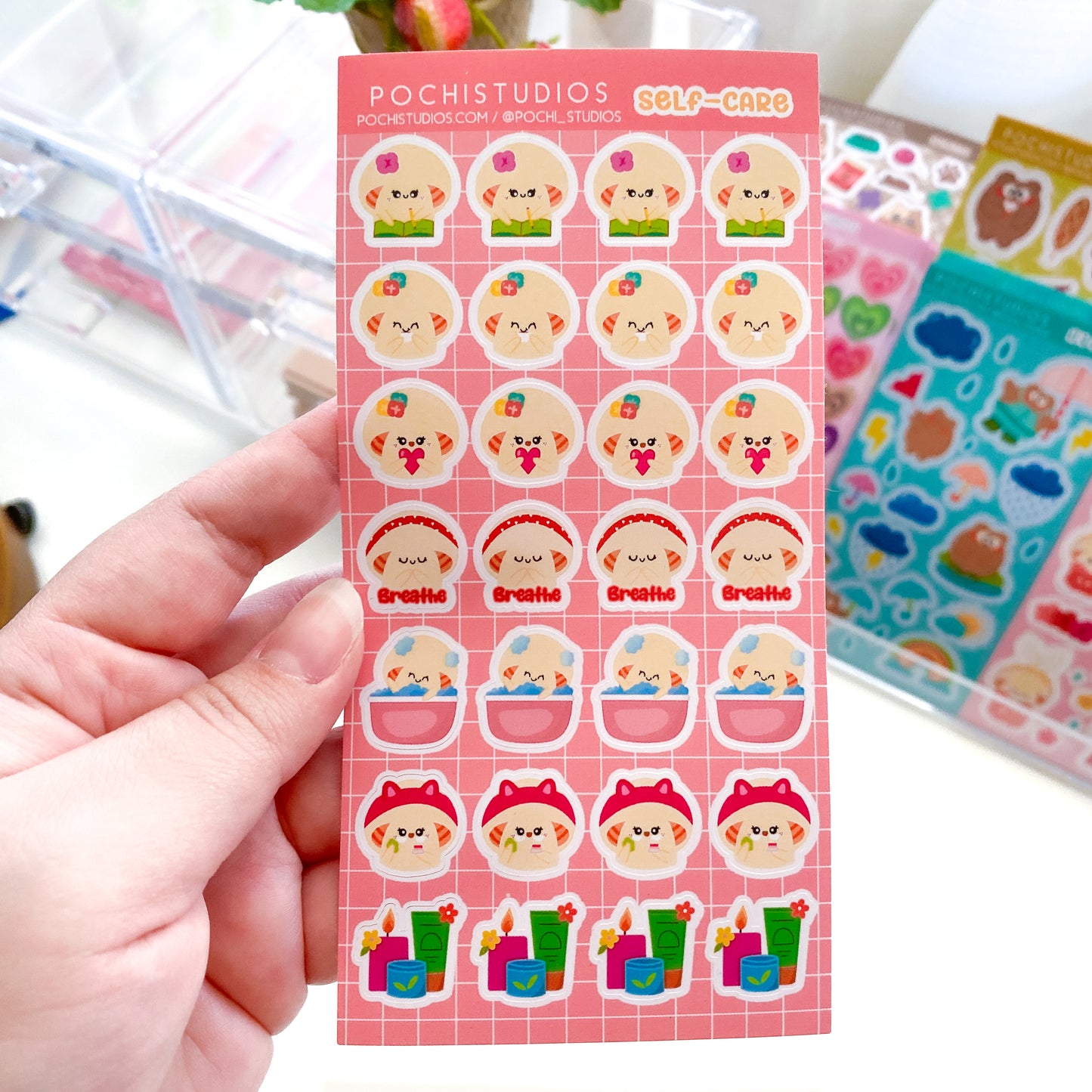 Self-Care Small Girl Mushroom Stickers Matte Vinyl Sticker Sheet