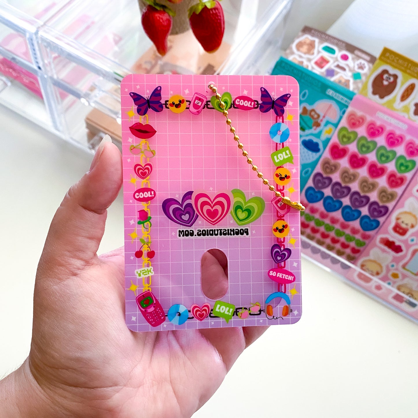 Y2K Pink Inspired Acrylic Photocard Holder Keychain