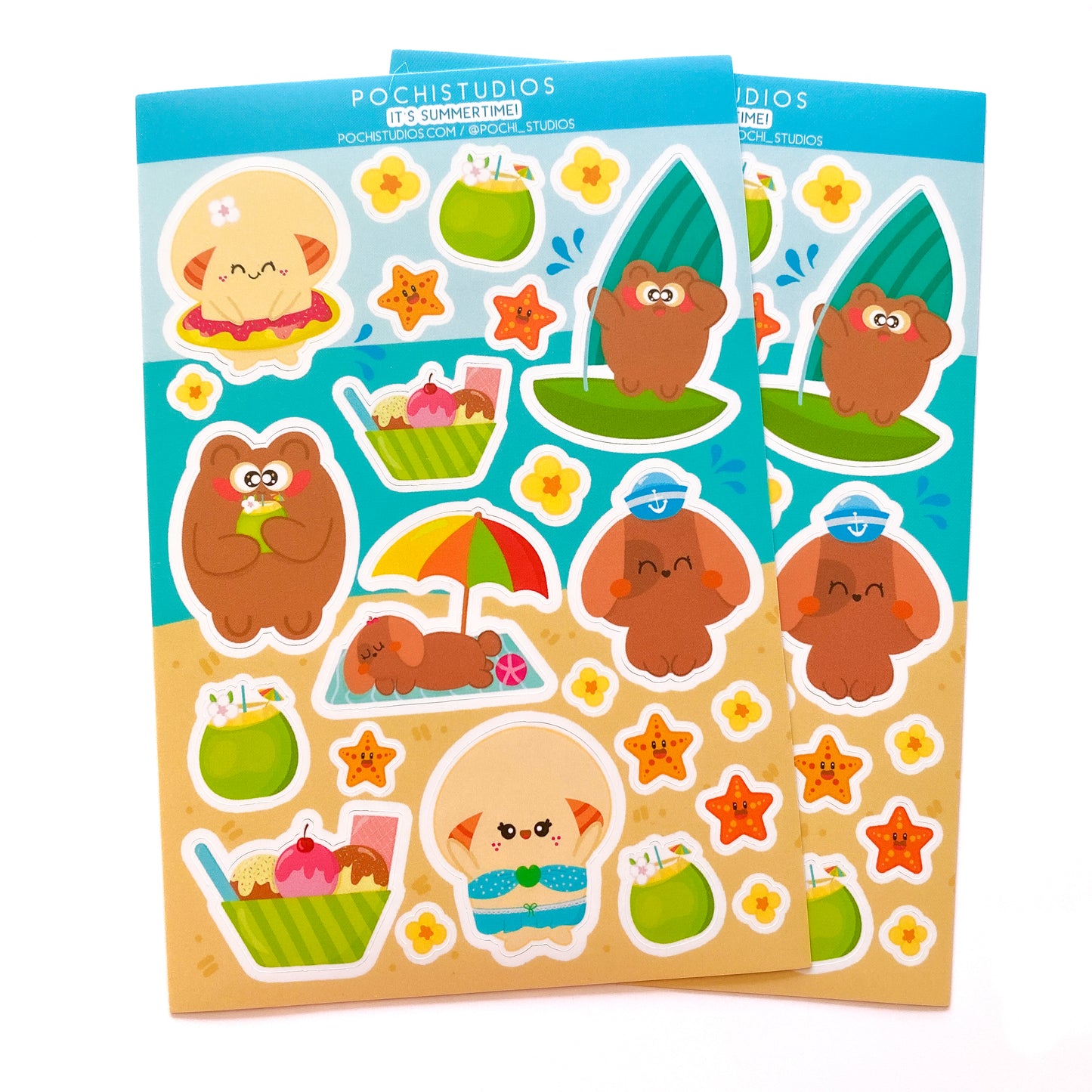 It's Summer Time Pochifam Beach Matte Vinyl Sticker Sheet