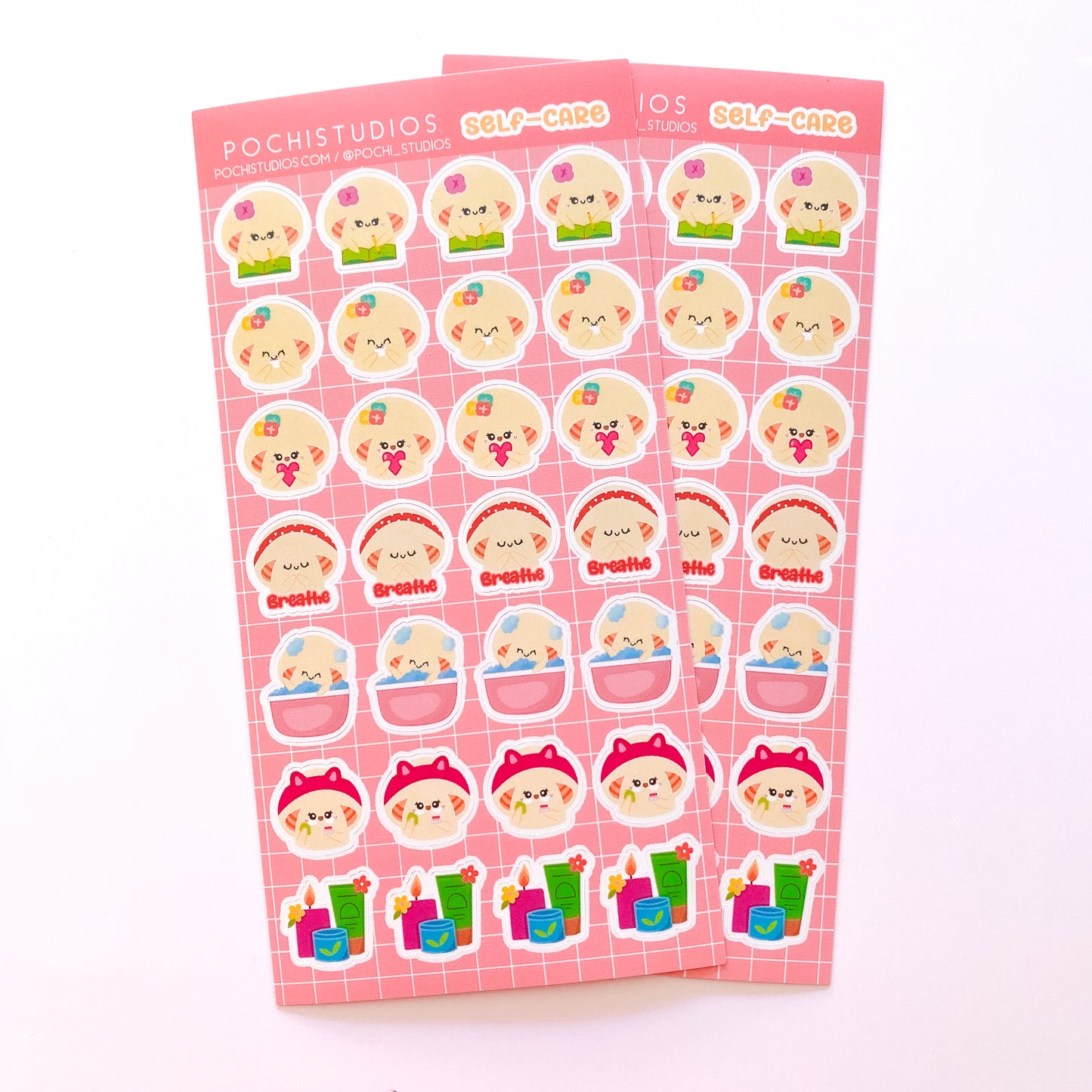 Self-Care Small Girl Mushroom Stickers Matte Vinyl Sticker Sheet