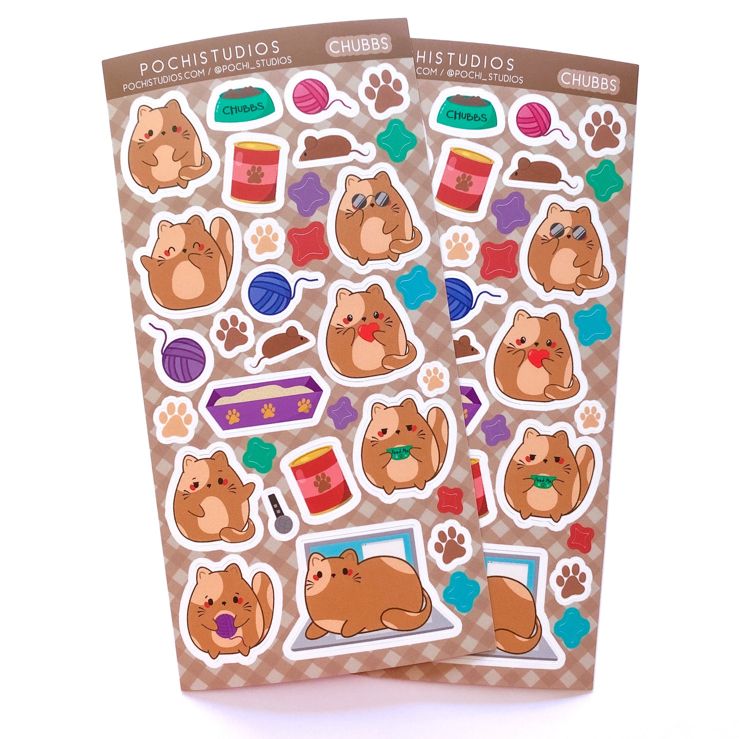 Cute Chubby Brown Kitty Cat Hi Chubbs! Matte Vinyl Sticker Sheet