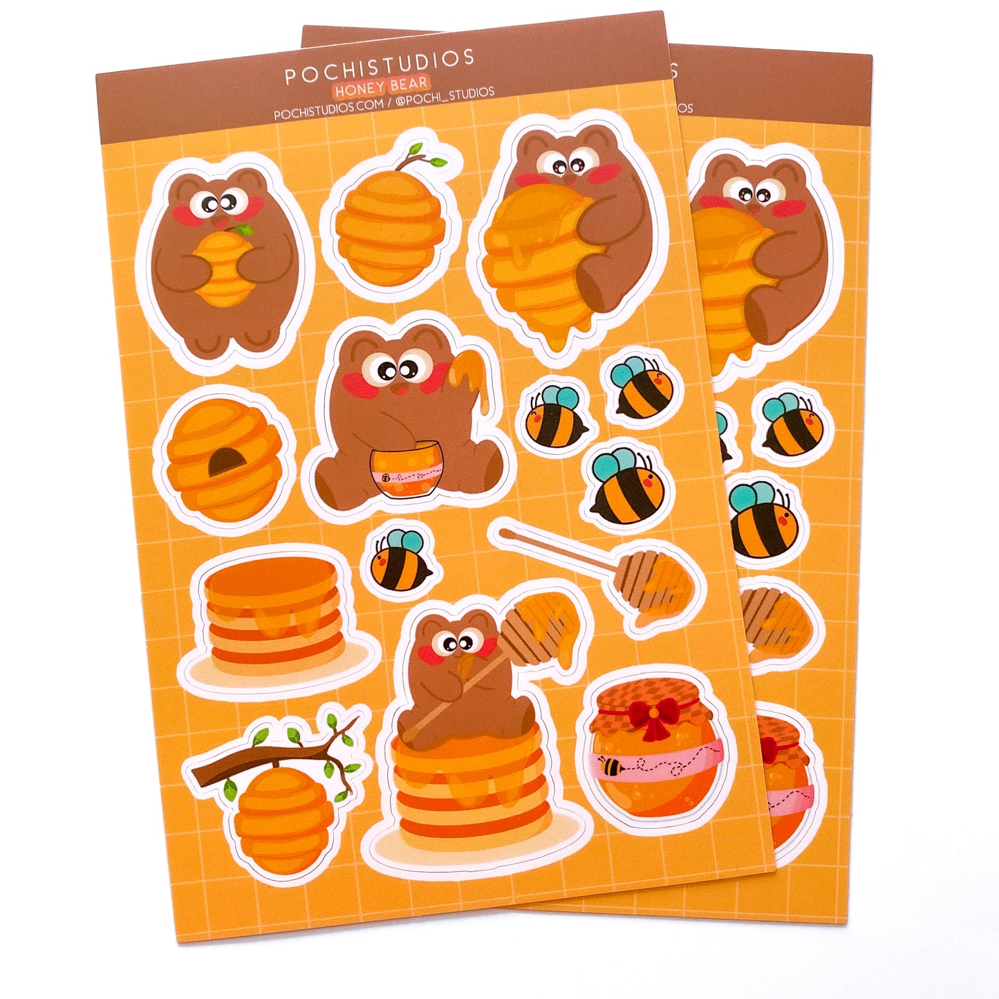 Honey & Pancakes Cute Bear Pochi Matte Vinyl Sticker Sheet