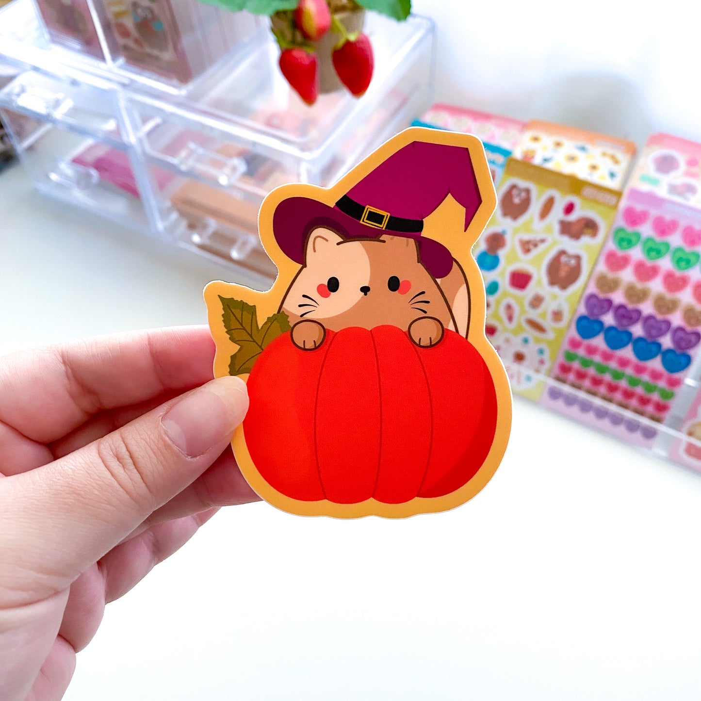 Chubbs Kitty Chubbs Witch Pumpkin Halloween Waterproof Matte Die-Cut Sticker