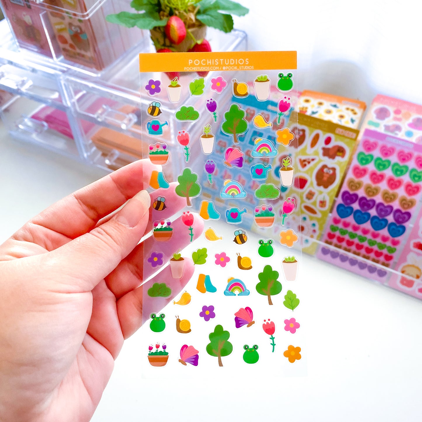 Spring Time Mini Stickers Deco Glossy Clear Vinyl Sticker Sheet