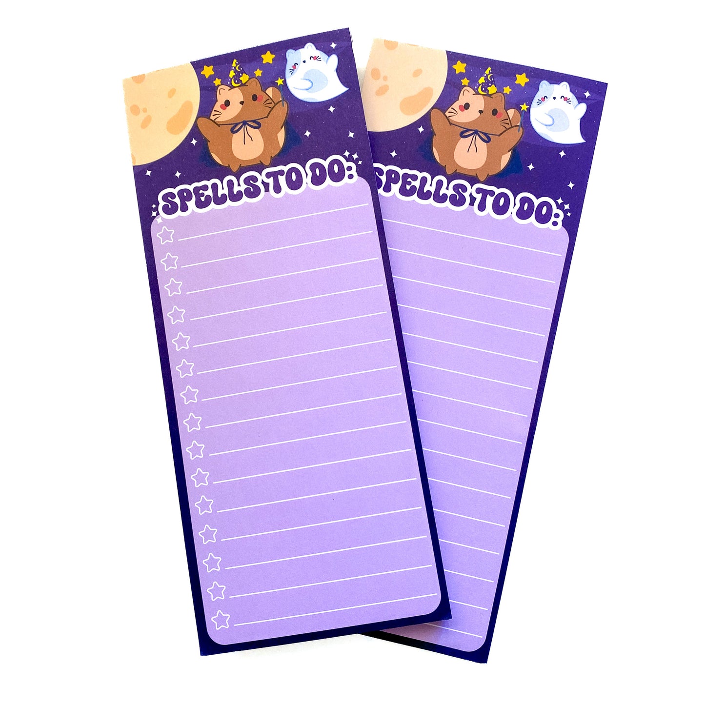 Cute Halloween Kitty Chubby Chubbs Wizard Kitty "Spells To Do" Long Notepad