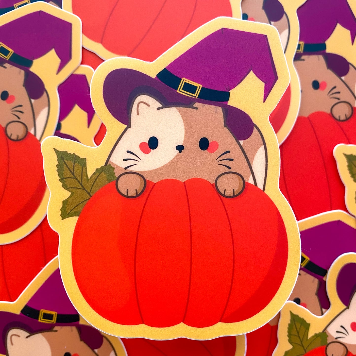 Chubbs Kitty Chubbs Witch Pumpkin Halloween Waterproof Matte Die-Cut Sticker