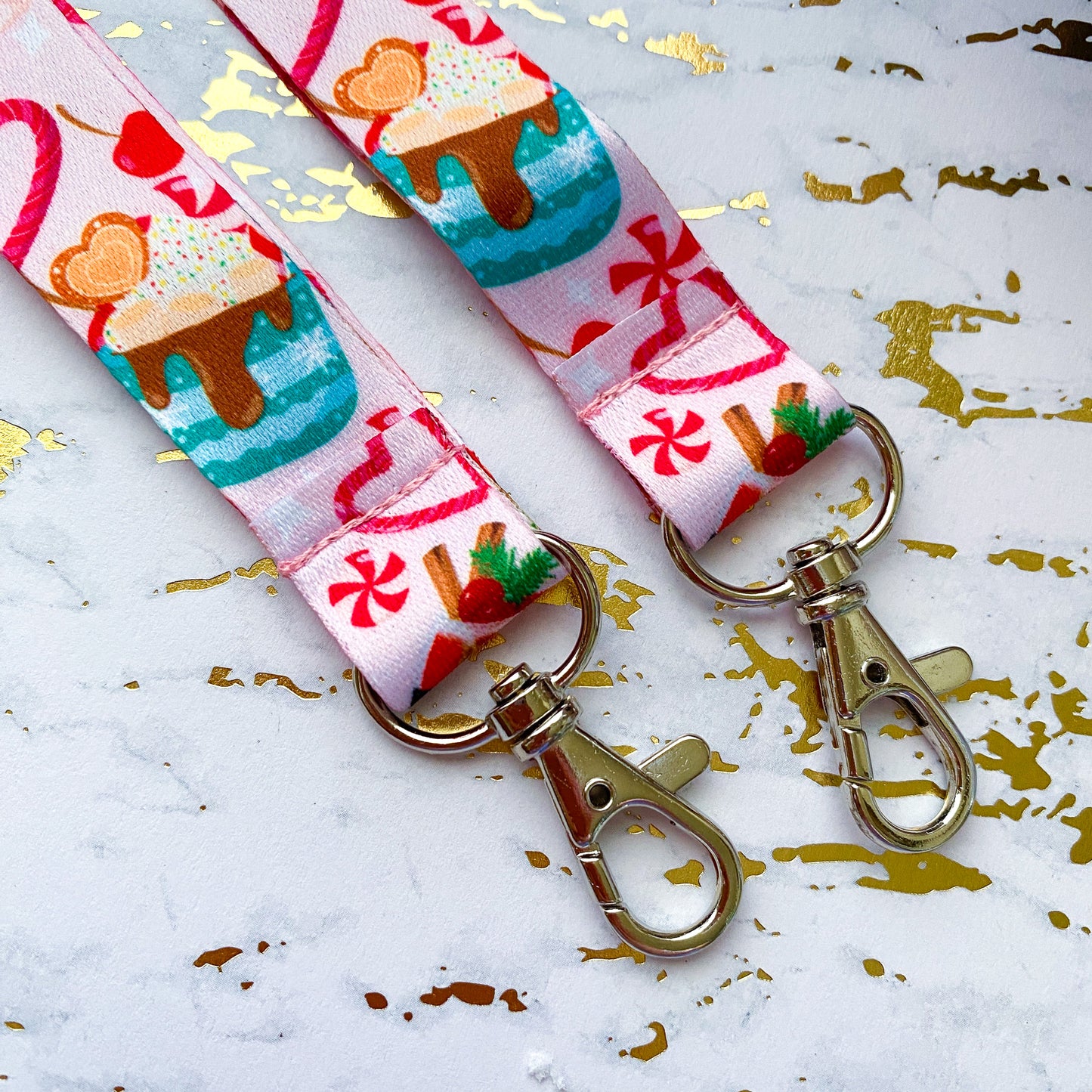 Cute Christmas Holiday Drinks Colorful Lanyard