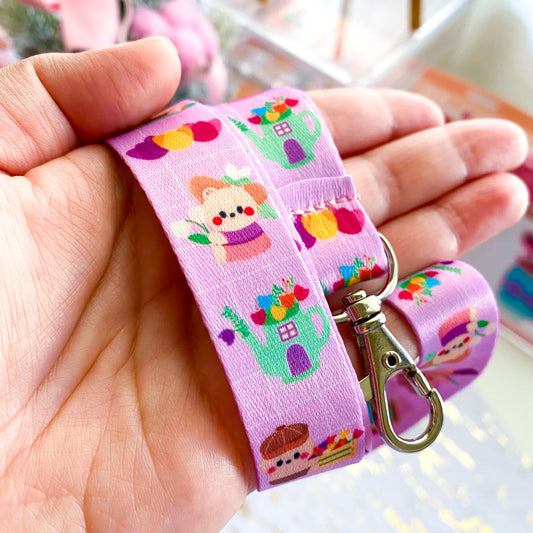 Colorful Spring Cookie & Berries Lilac Lanyard